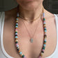 The Moda Natural Gemstone Beaded Necklace with Gold Filled Charm and Gold Spacers