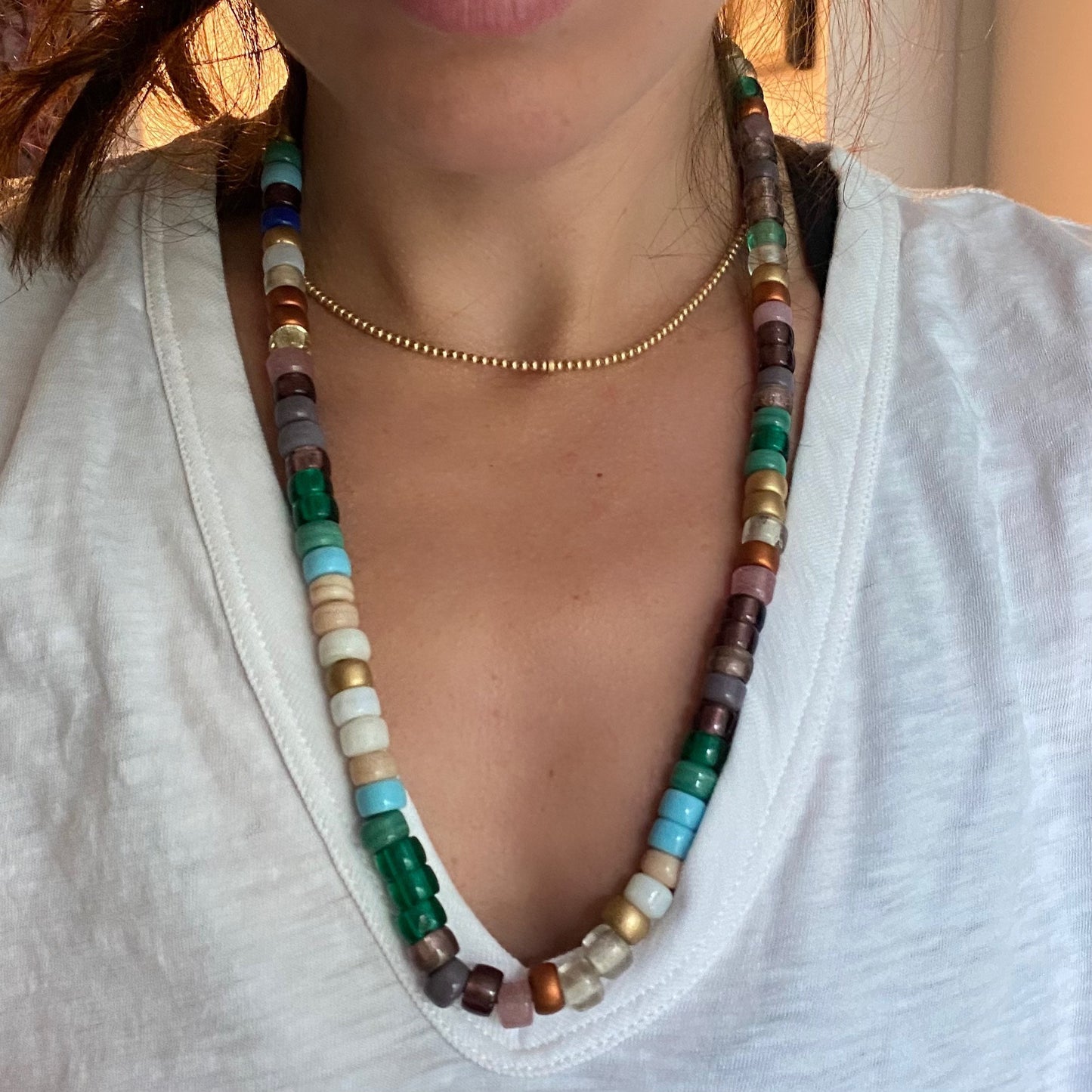 Under the Sea Glass Pony Bead Necklace