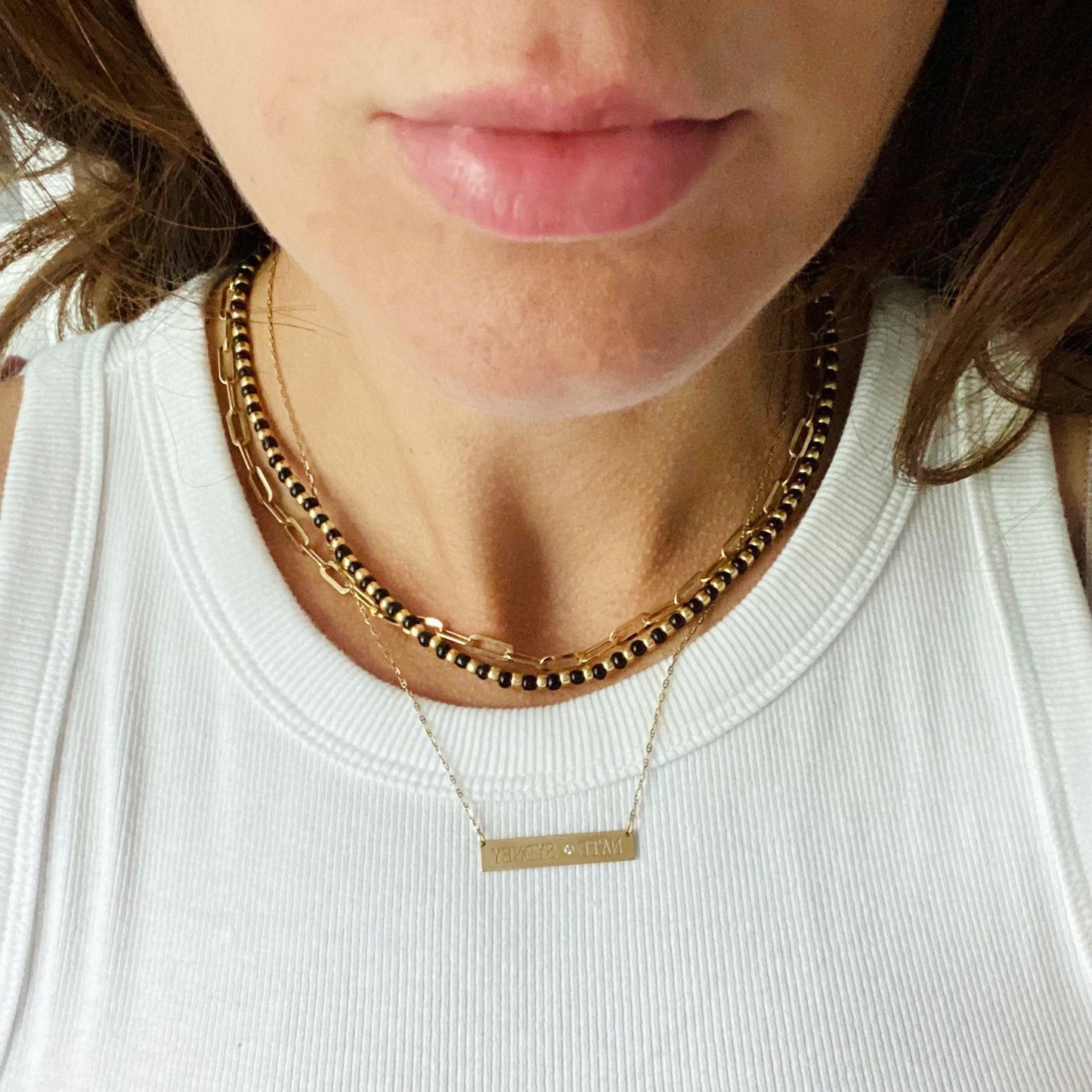 The Black Sands Necklace with Natural Black and Gold Seed Beads, Adjustable