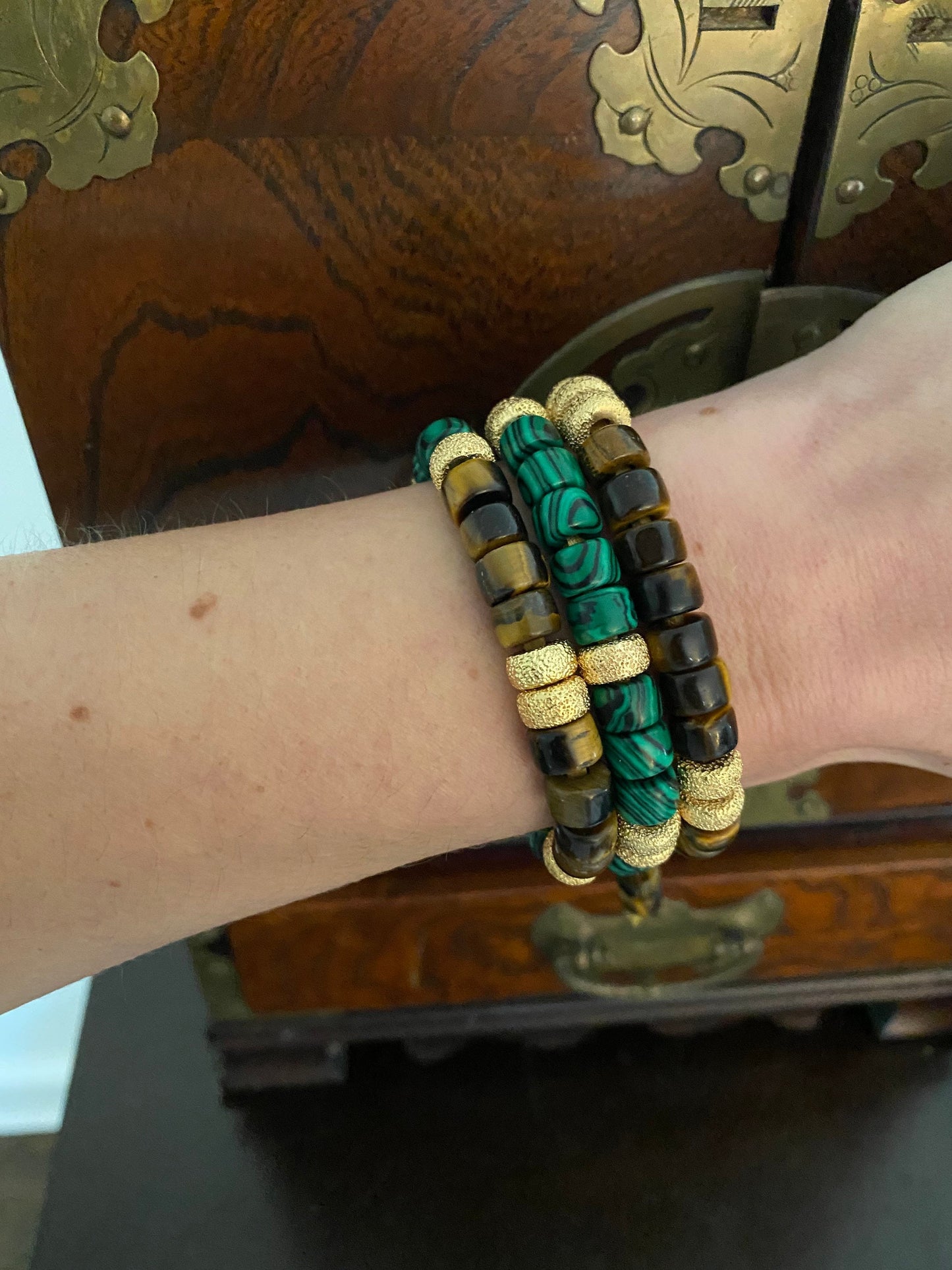 The Necessary Stack, Gemstone Beaded Bracelet(s) with Gold Stardust Spacers
