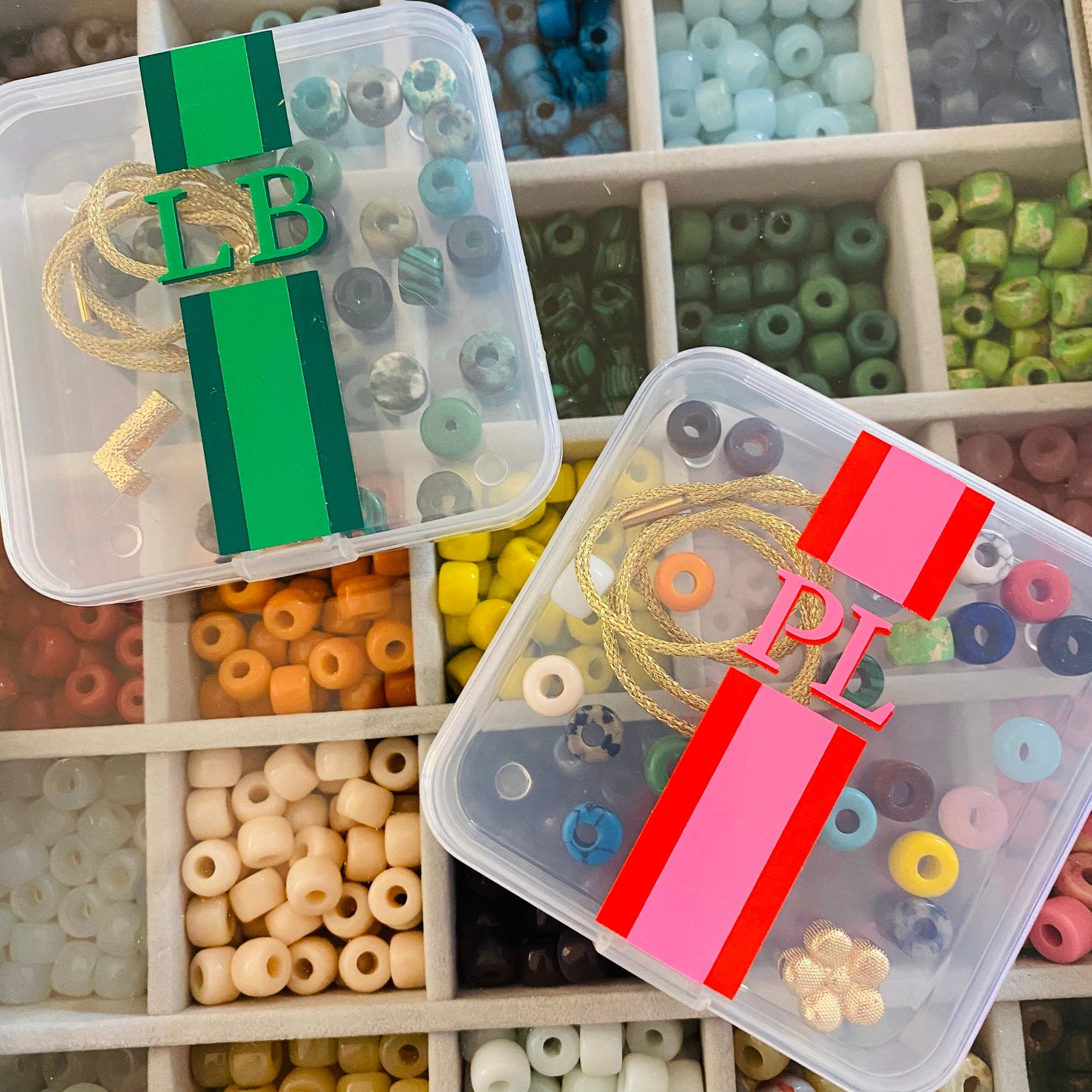Gemstone Pony Bead DIY Bracelet Kit with Personalized Case