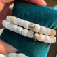 The Bubbly - Gemstone Pony Bead Bracelet with Diamond 14K Gold Accent – Moonstone, Quartz, Agate