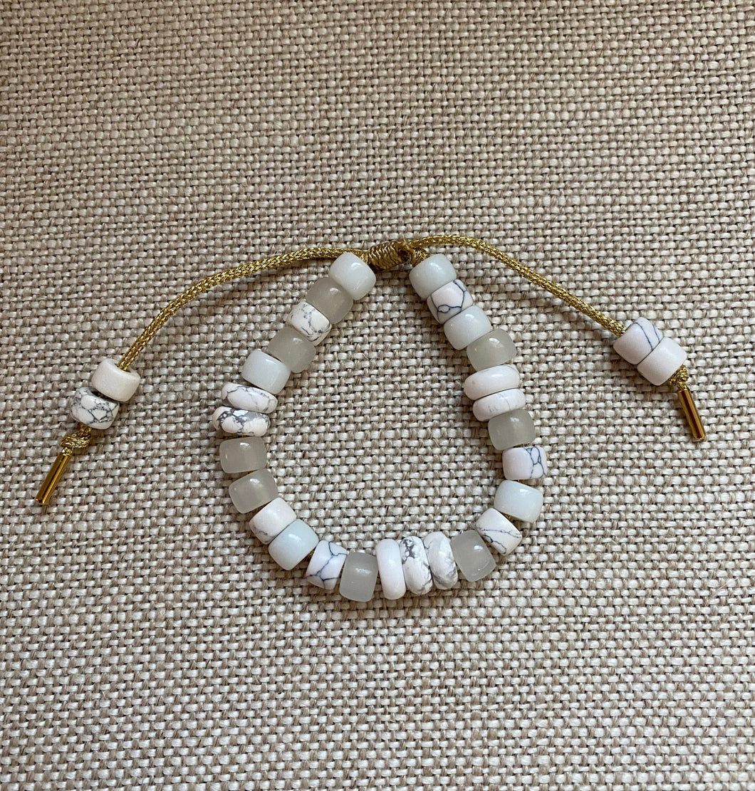 Modern-Day Gatsby: The White Party Collection • Natural Gemstone Adjustable Beaded Bracelet