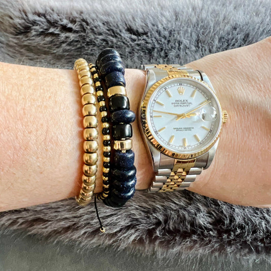 The Black Magic • Henry Reese Gemstone Bracelet with 14k Gold Beads