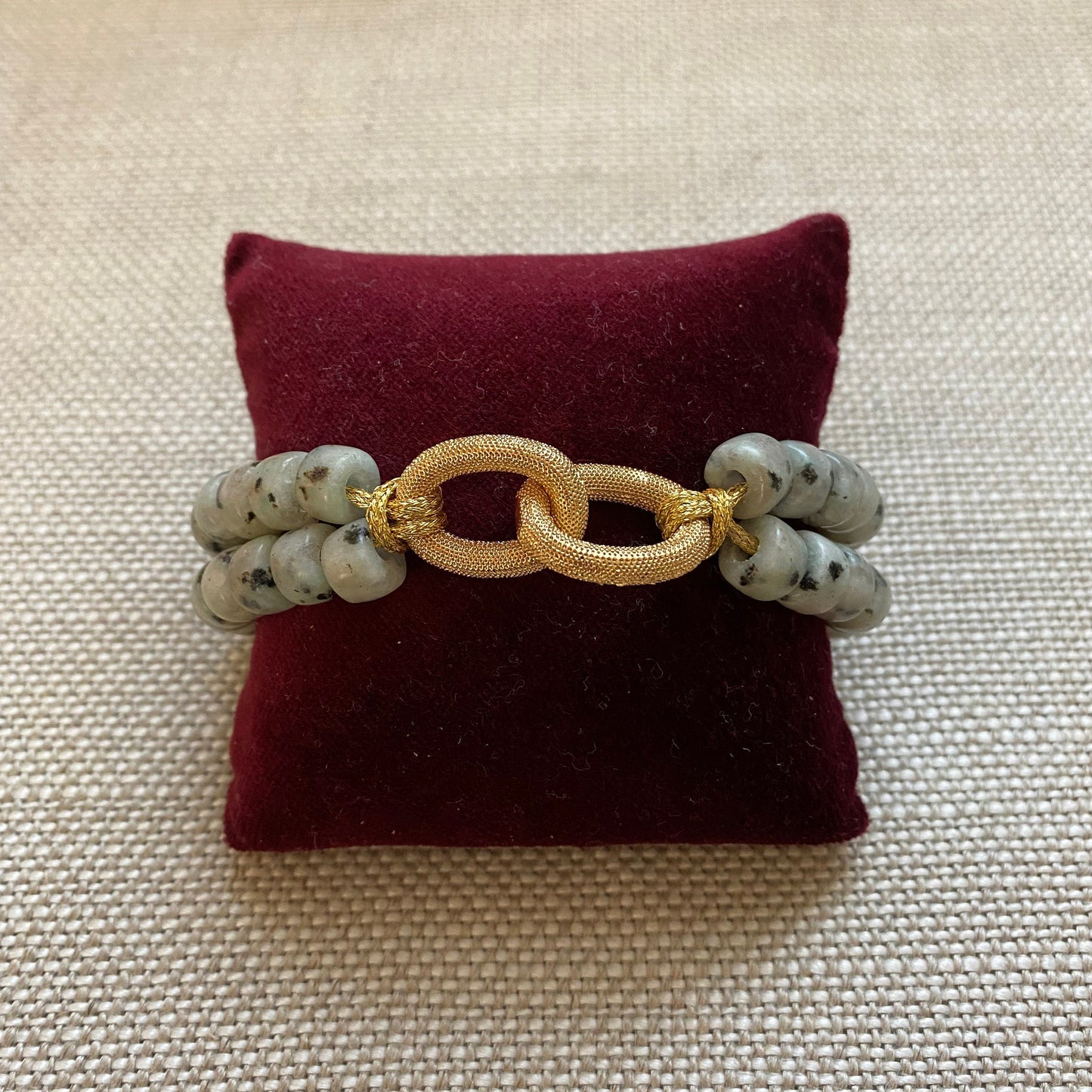 The Riva Yacht Club • Natural Gemstone Beaded Bracelet • Gold Links • Adjustable