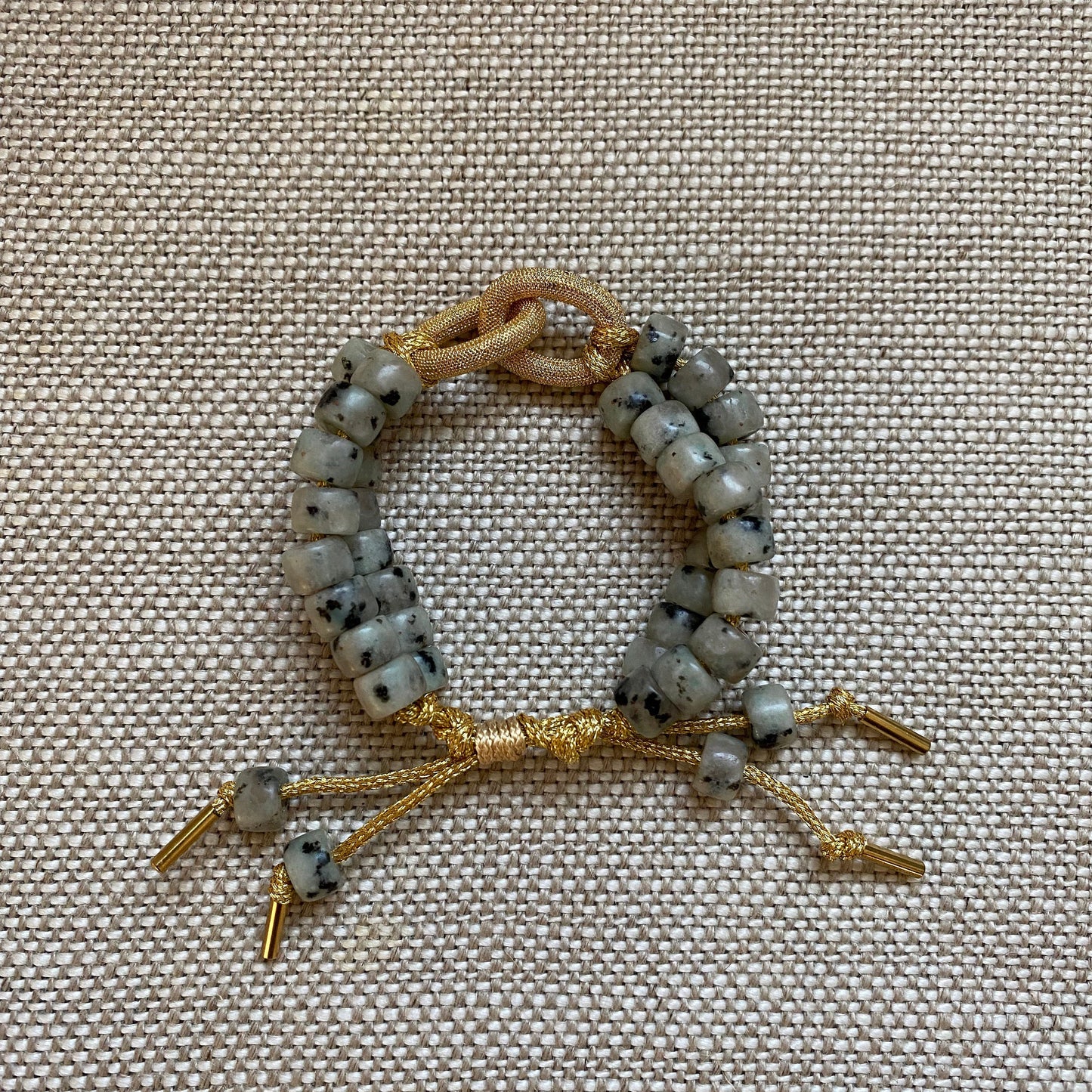 The Riva Yacht Club • Natural Gemstone Beaded Bracelet • Gold Links • Adjustable