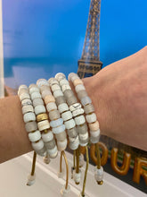 Load image into Gallery viewer, Modern-Day Gatsby: The White Party Collection • Natural Gemstone Adjustable Beaded Bracelet
