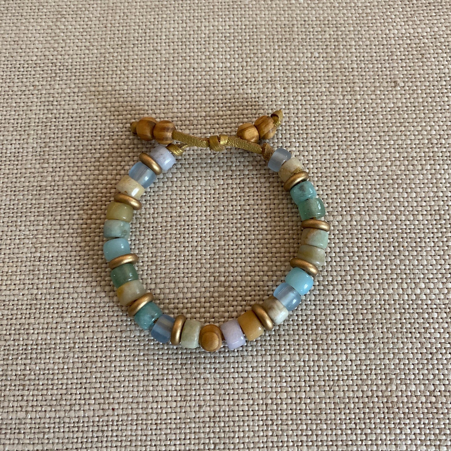 Tribal Wood Gemstone Beaded Bracelet with Czech Glass Spacers