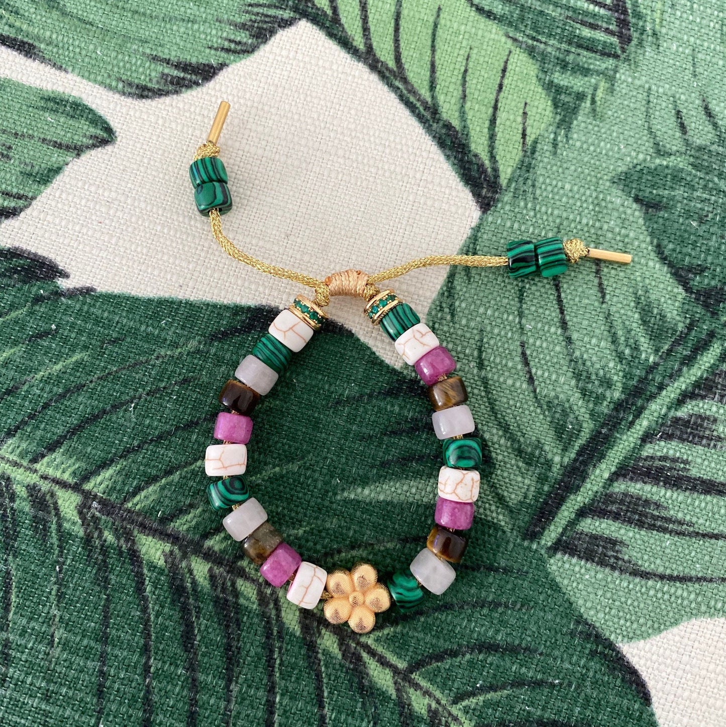 The Palm Beach, Gemstone Beaded Adjustable Bracelet