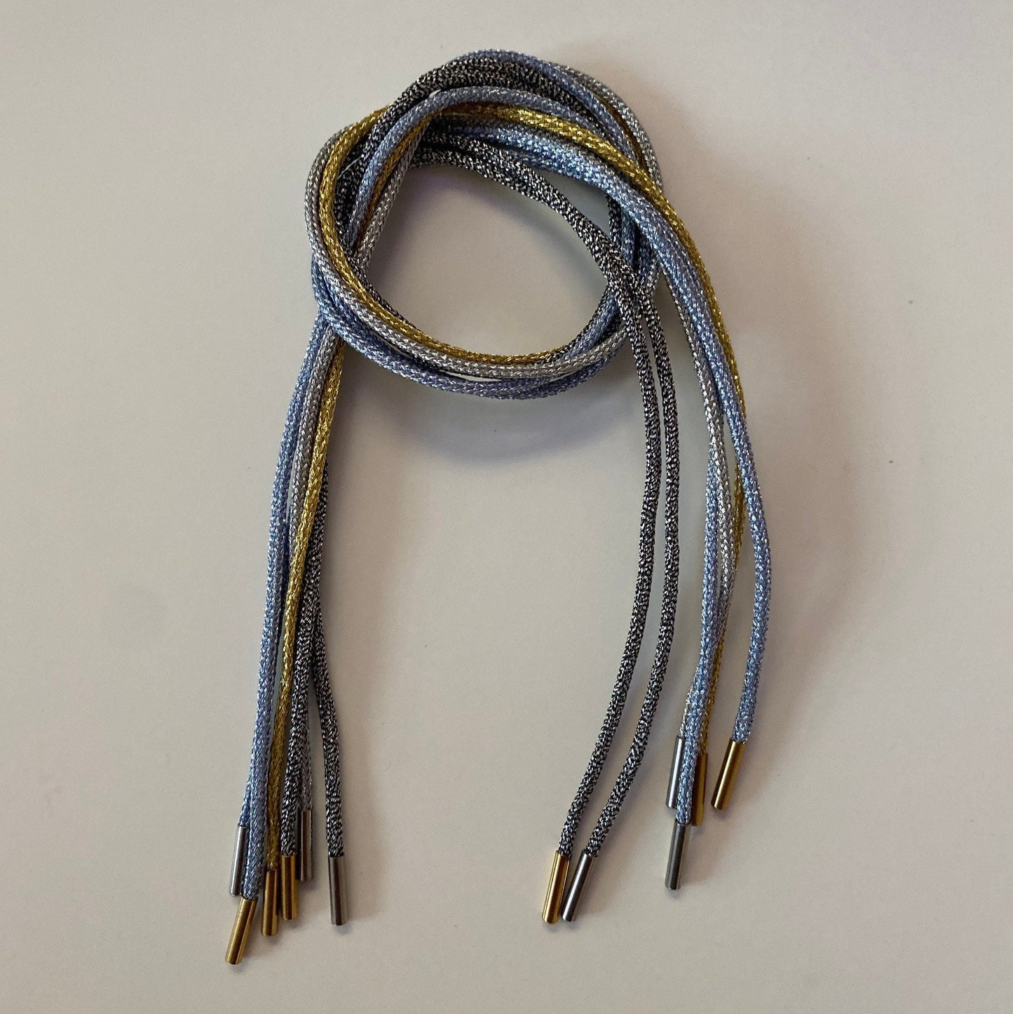 Lurex Cord Bracelet or Necklace • Gold Cap Ends • For Big Hole Beads Forte Beads