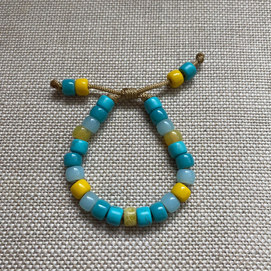 Venice Beach Gemstone Stone Beaded Bracelet with Stardust with Signature Tassels