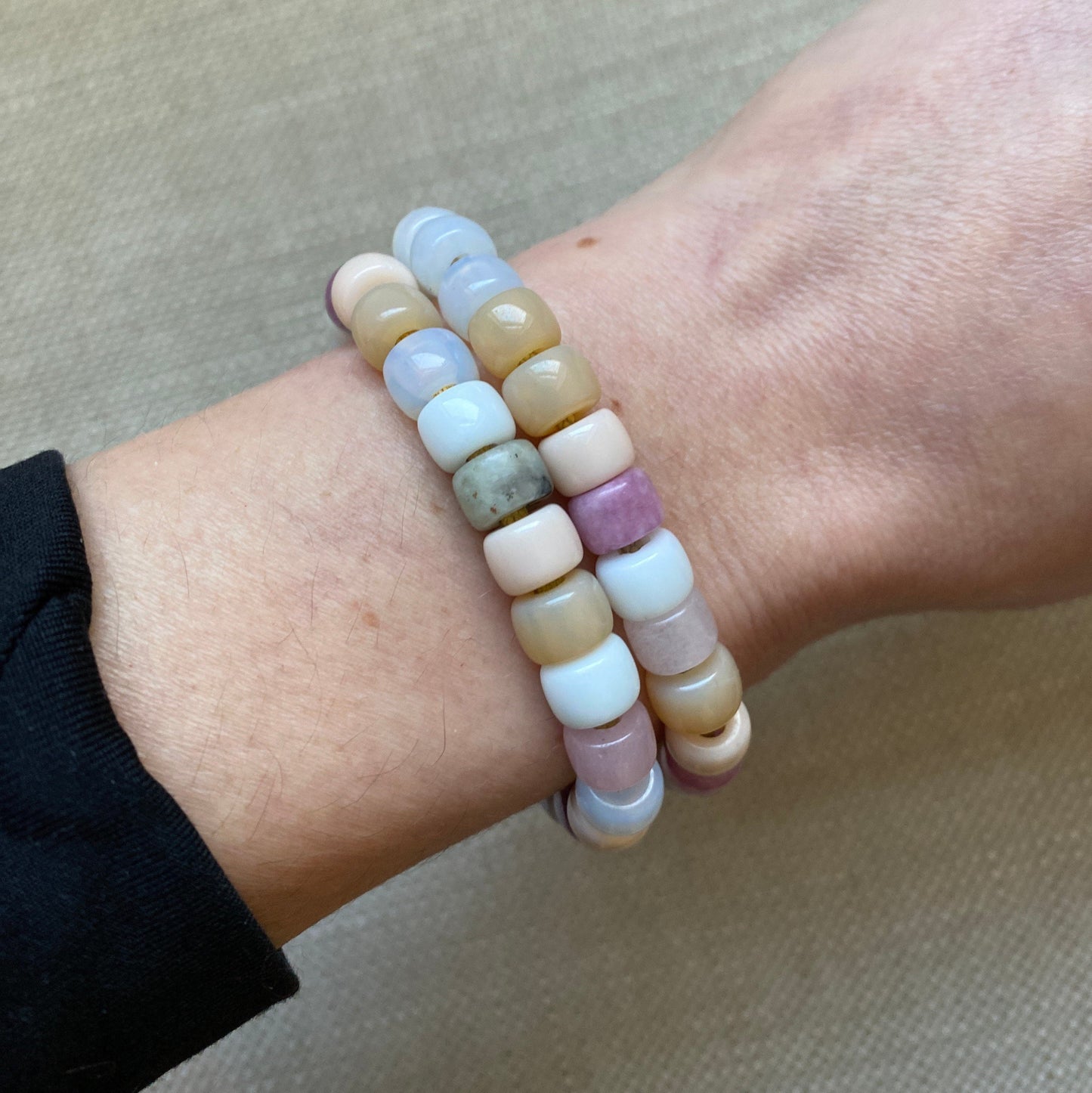 The Marvelous Mrs. Moonstone Natural Gemstone Pony Bead Personalized Bracelet