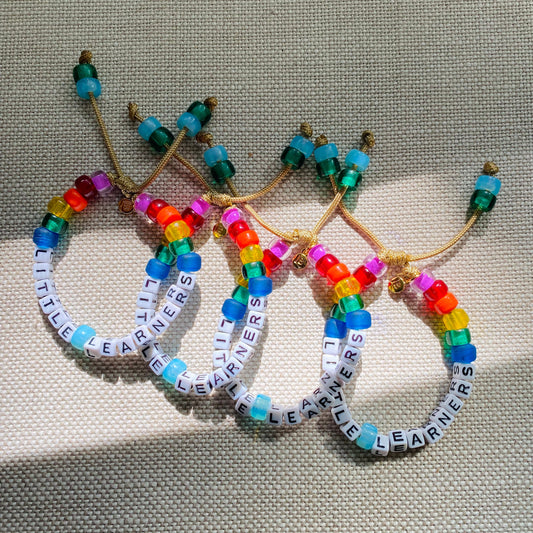 Personalized Glass Pony Bead Bracelet • Teacher Appreciation, Camp Gifts