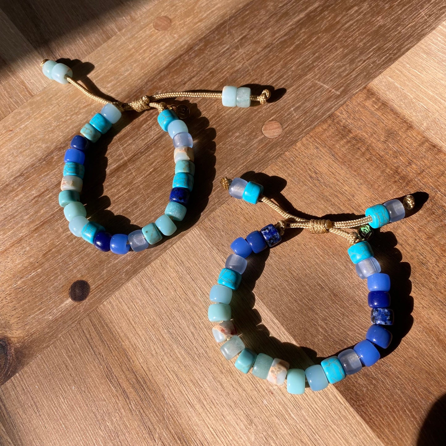 The Blues Brothers • Natural Gemstone Adjustable Beaded Bracelet