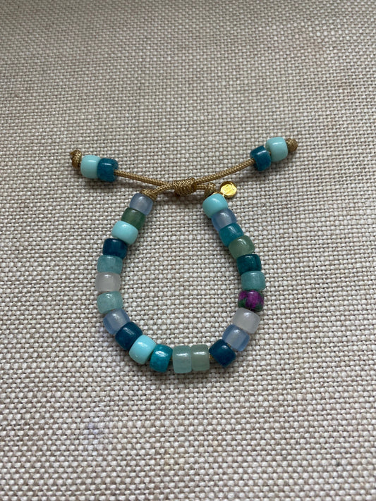 The Blue Lagoon Natural Stone Beaded Bracelet with Stardust Spacers