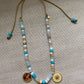 Charmed Life, Gemstone Beaded Necklace with Gold Filled Charms