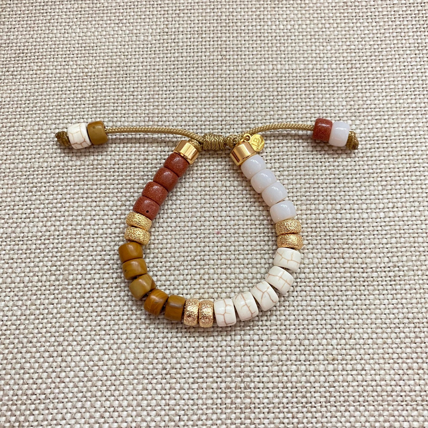 The Summer Safari • Natural Gemstone Beaded Bracelet with Stardust Gold Spacers
