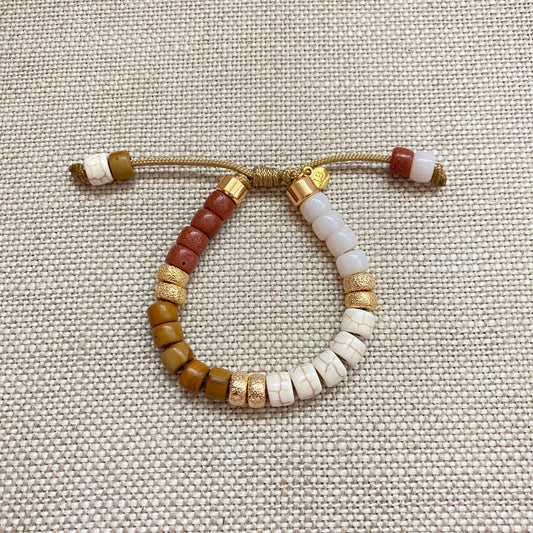 The Summer Safari • Natural Gemstone Beaded Bracelet with Stardust Gold Spacers