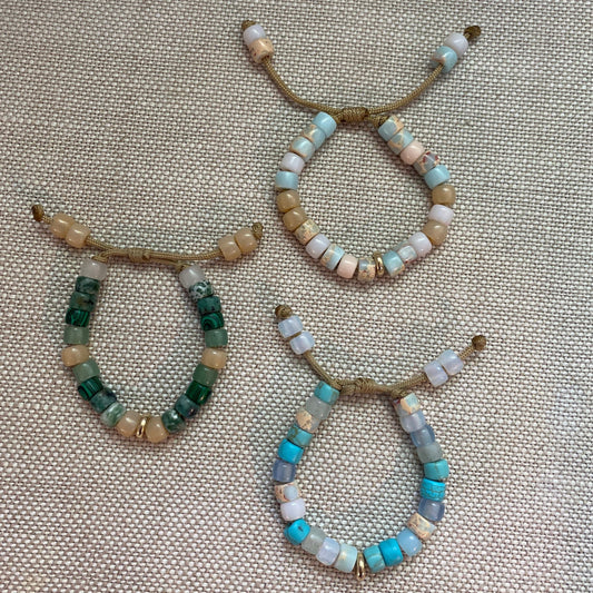 Skinny Minny • Henry Reese Gemstone Bracelet with Skinny 14k Gold Bead