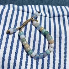 Load image into Gallery viewer, New Sea Glass • Gemstone Beaded Bracelet • Adjustable Pony Beads
