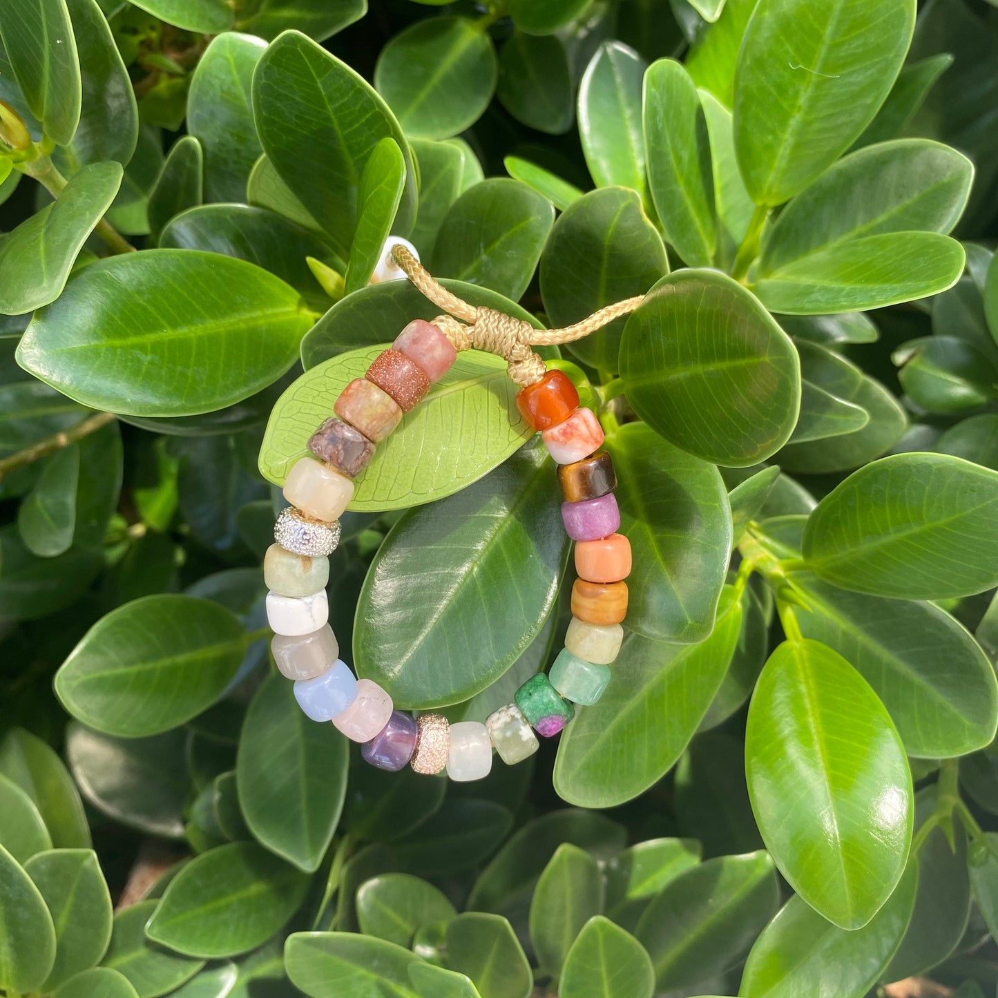 Laurel, Gemstone Pony Bead Bracelet, Gold & Rose Gold Plated Spacers