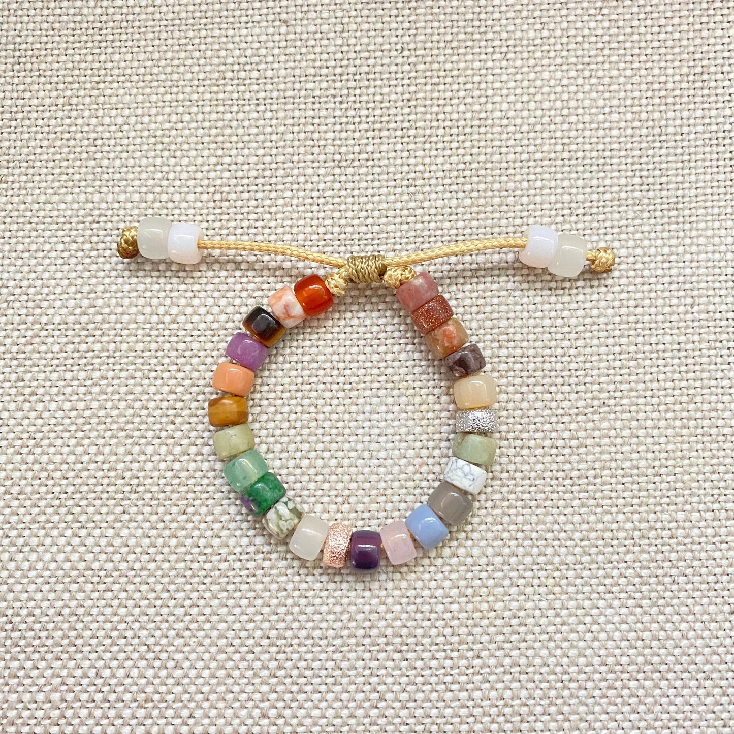 Laurel, Gemstone Pony Bead Bracelet, Gold & Rose Gold Plated Spacers