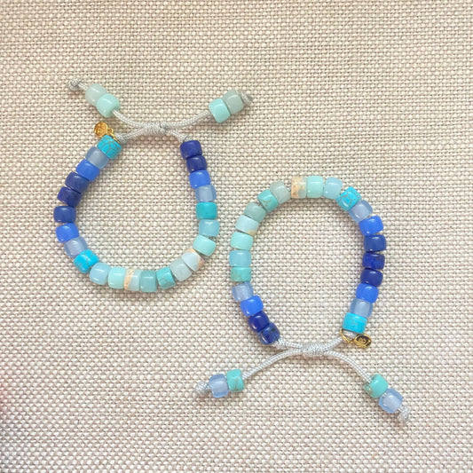 The Blues Brothers • Natural Gemstone Adjustable Beaded Bracelet